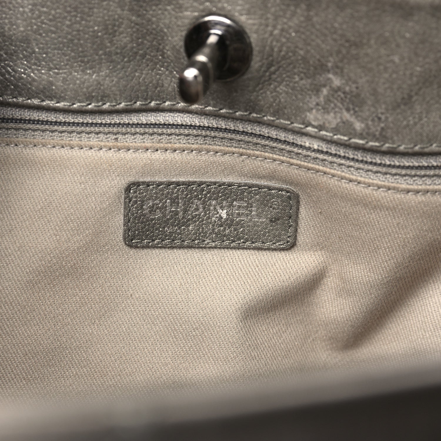 Chanel Metallic Calfskin Quilted Small Shopping In Chains Tote Silver 6 of 9