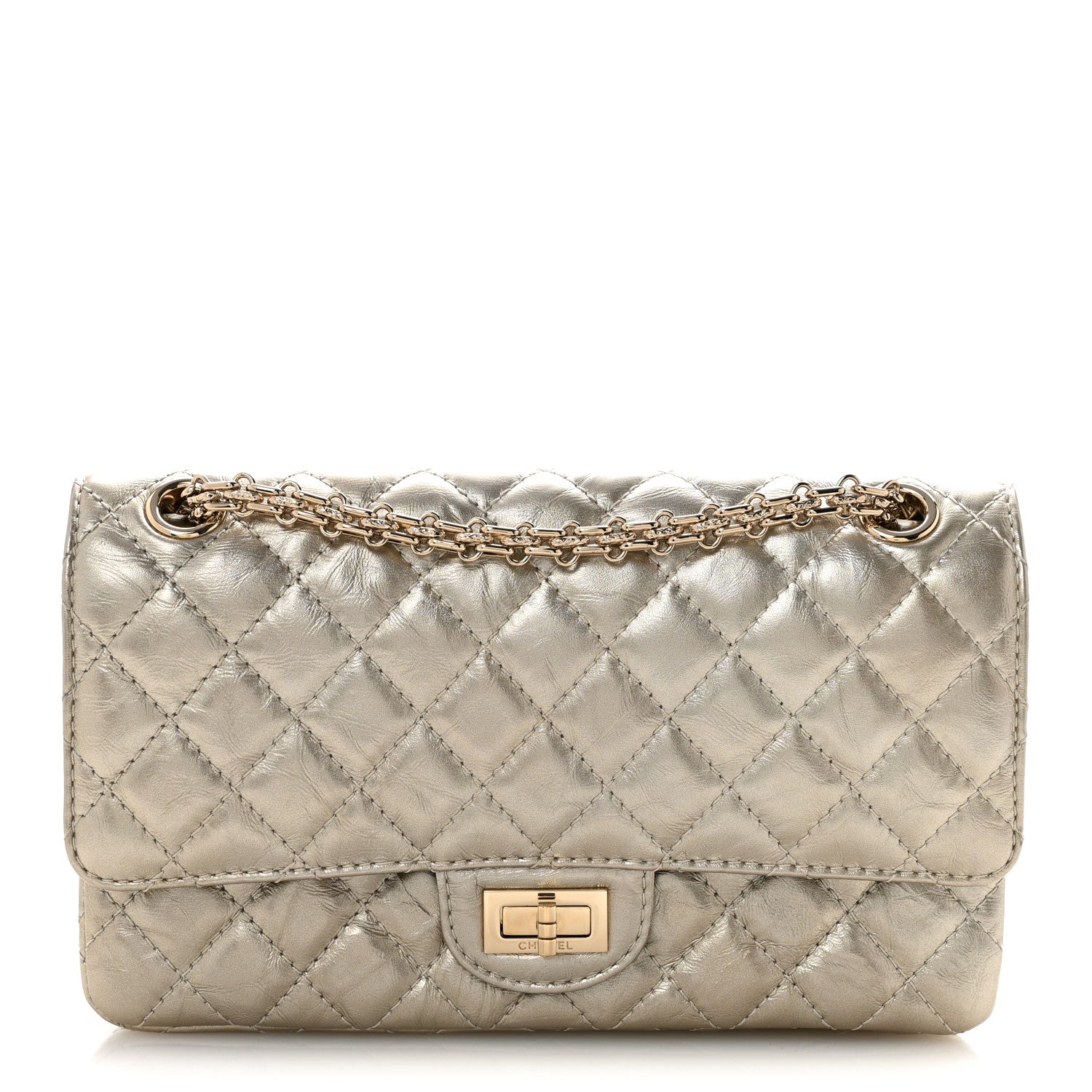 Chanel Metallic Aged Calfskin Quilted 2.55 Reissue 225 Flap Pale Gold 1 of 11