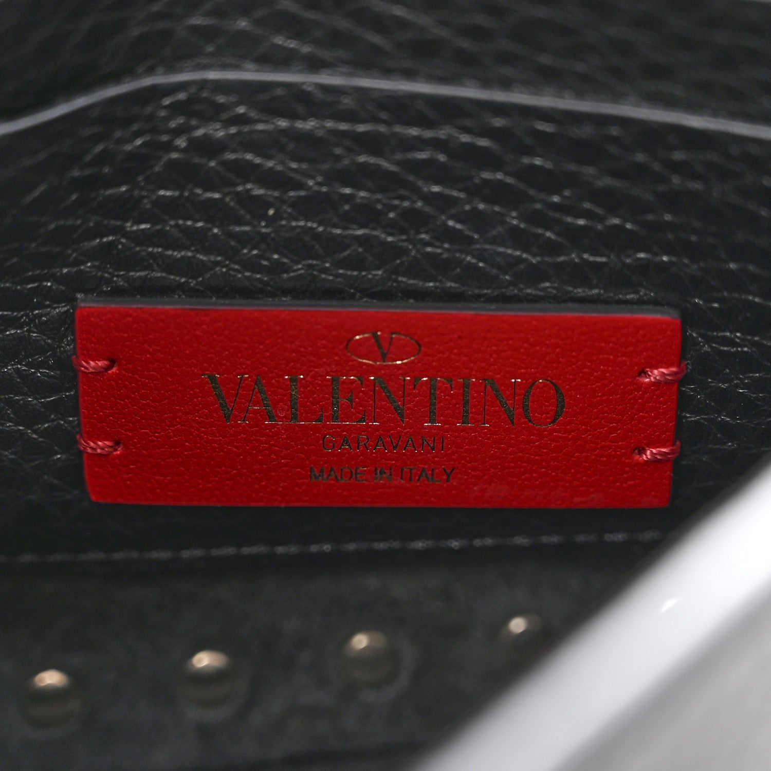 Valentino Garavani Grainy Calfskin Small Rockstud Top Handle Bag Black 6 of 11