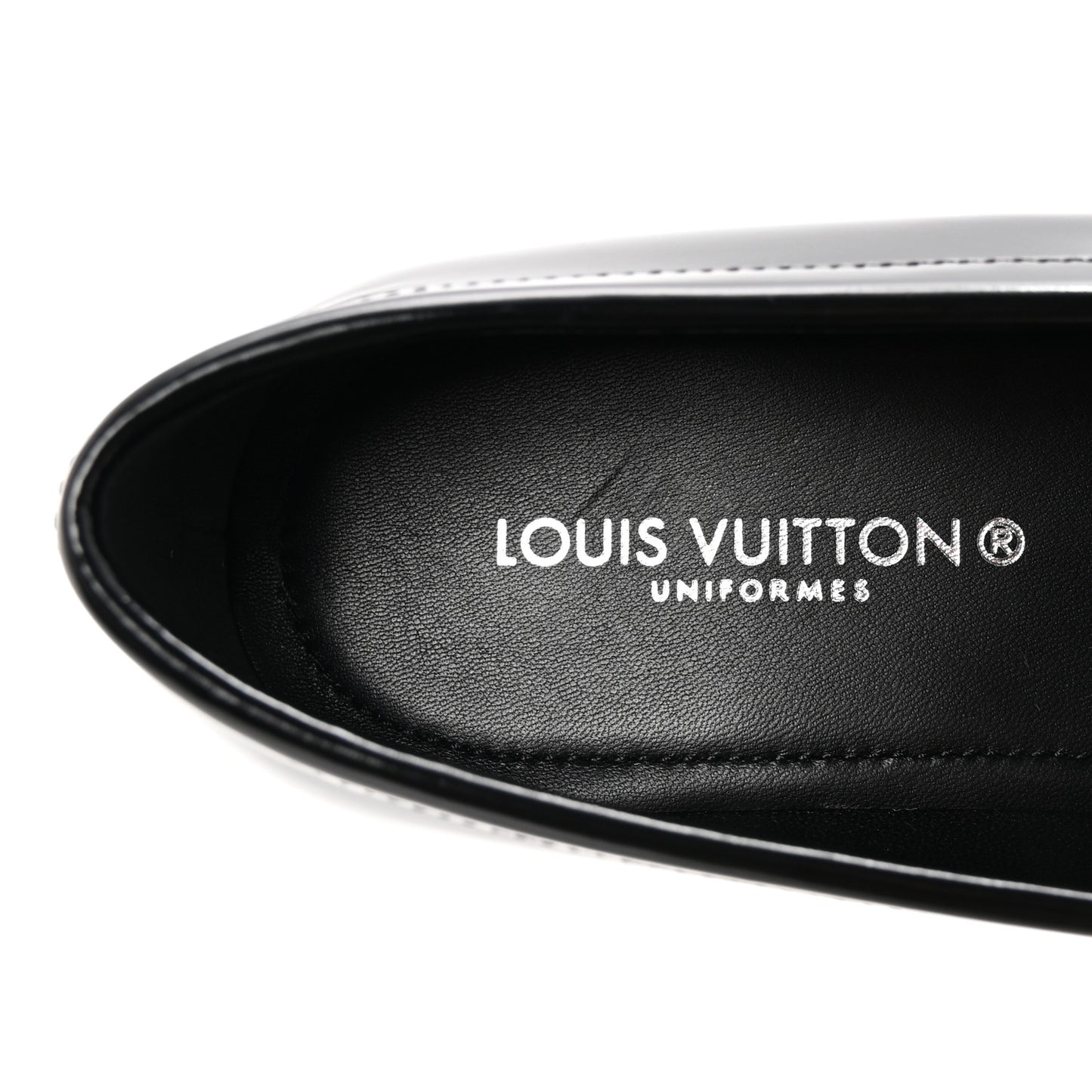 Glazed Calfskin Chess Flat Loafer 39.5 Black