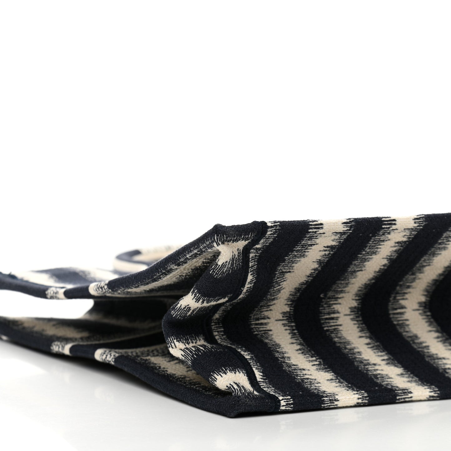 Canvas Embroidered Large Striped Book Tote Navy