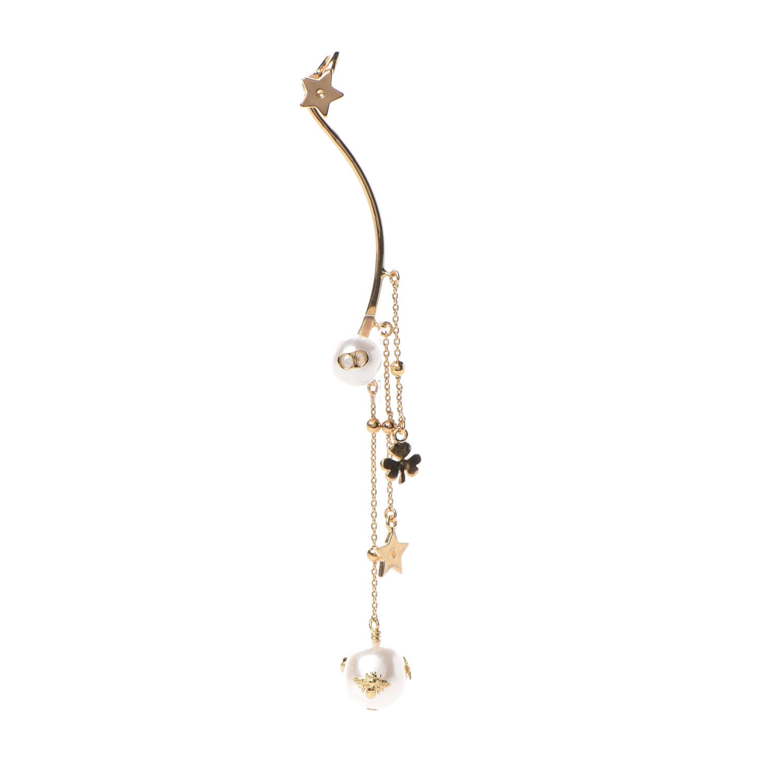 Christian Dior Pearl Shiny-D Earring Gold 1 of 5