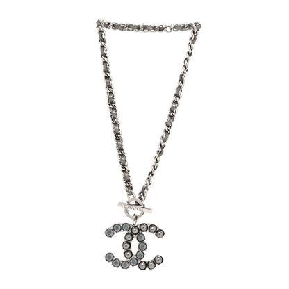 Chanel Crystal Pearl Short CC Necklace Silver Ruthenium 2 of 5