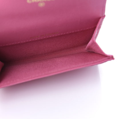 Chanel Caviar Quilted Flap Card Holder Wallet Pink 5 of 9
