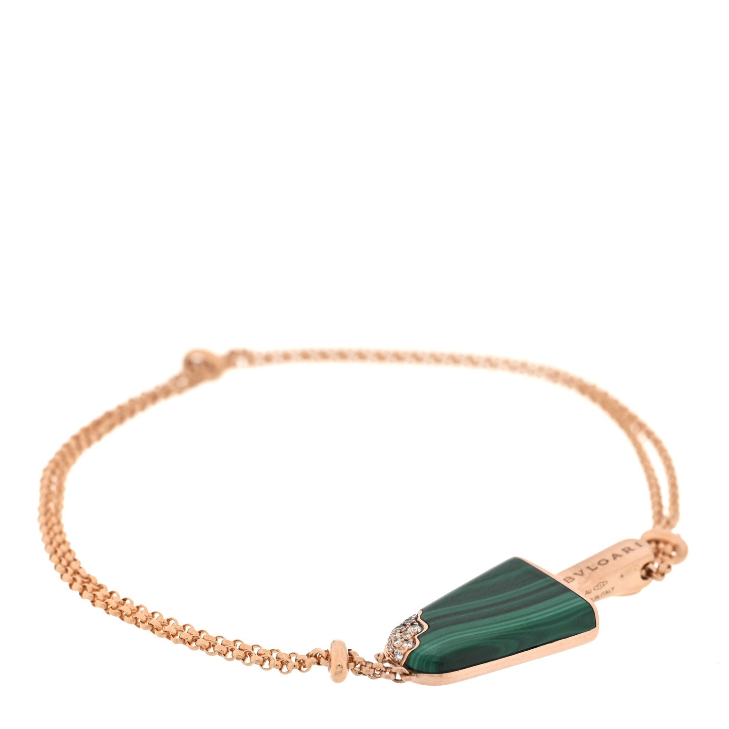Bulgari 18K Rose Gold Diamond Malachite Gelati Bracelet SM 1 of 3