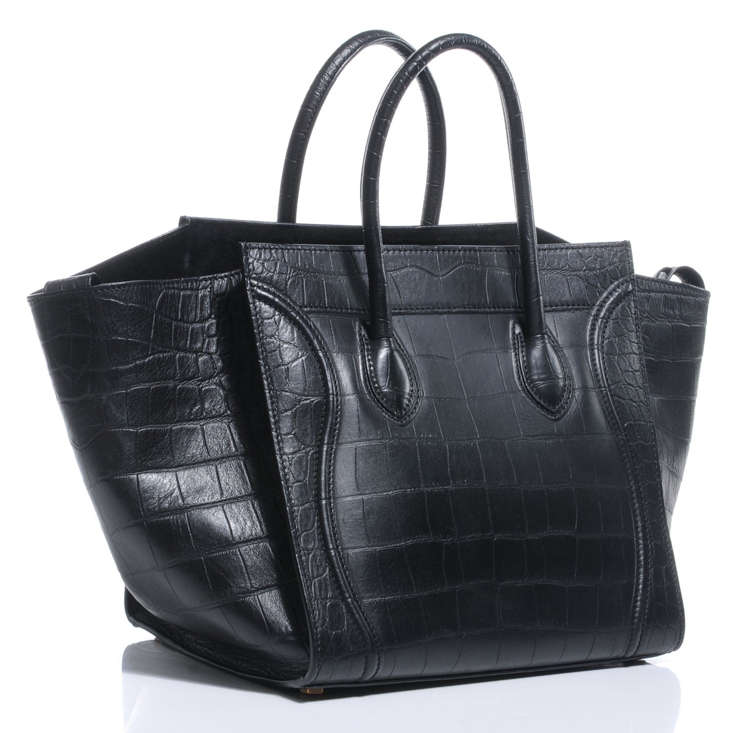 Celine Crocodile Embossed Small Phantom Luggage Black 3 of 7