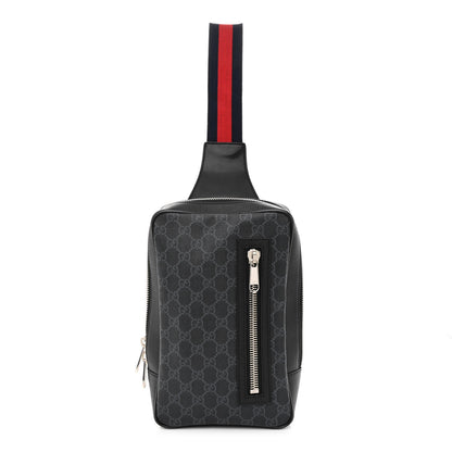 Gucci GG Supreme Monogram Web Belt Bag Black Grey 1 of 10