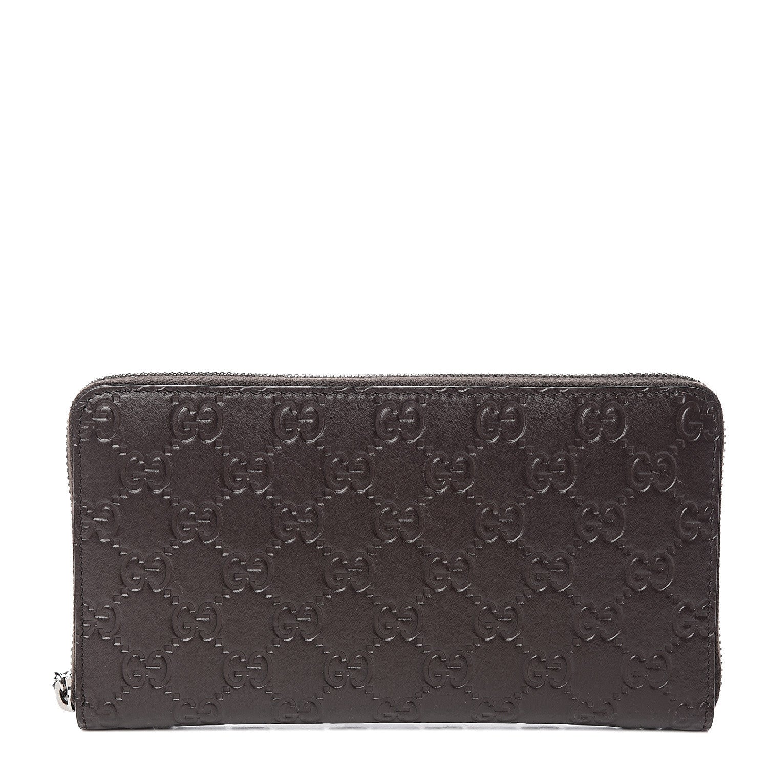 Gucci Guccissima Signature Zip Around Organizer Wallet Chocolate 1 of 7