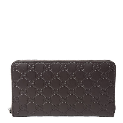 Gucci Guccissima Signature Zip Around Organizer Wallet Chocolate 1 of 7
