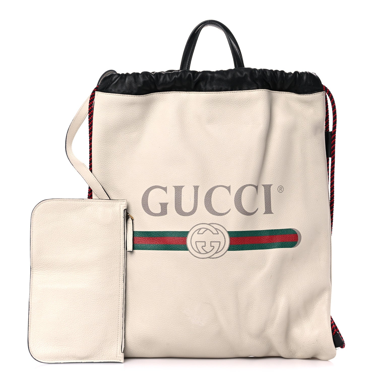 Gucci Calfskin Logo Drawstring Backpack Mystic White 1 of 16