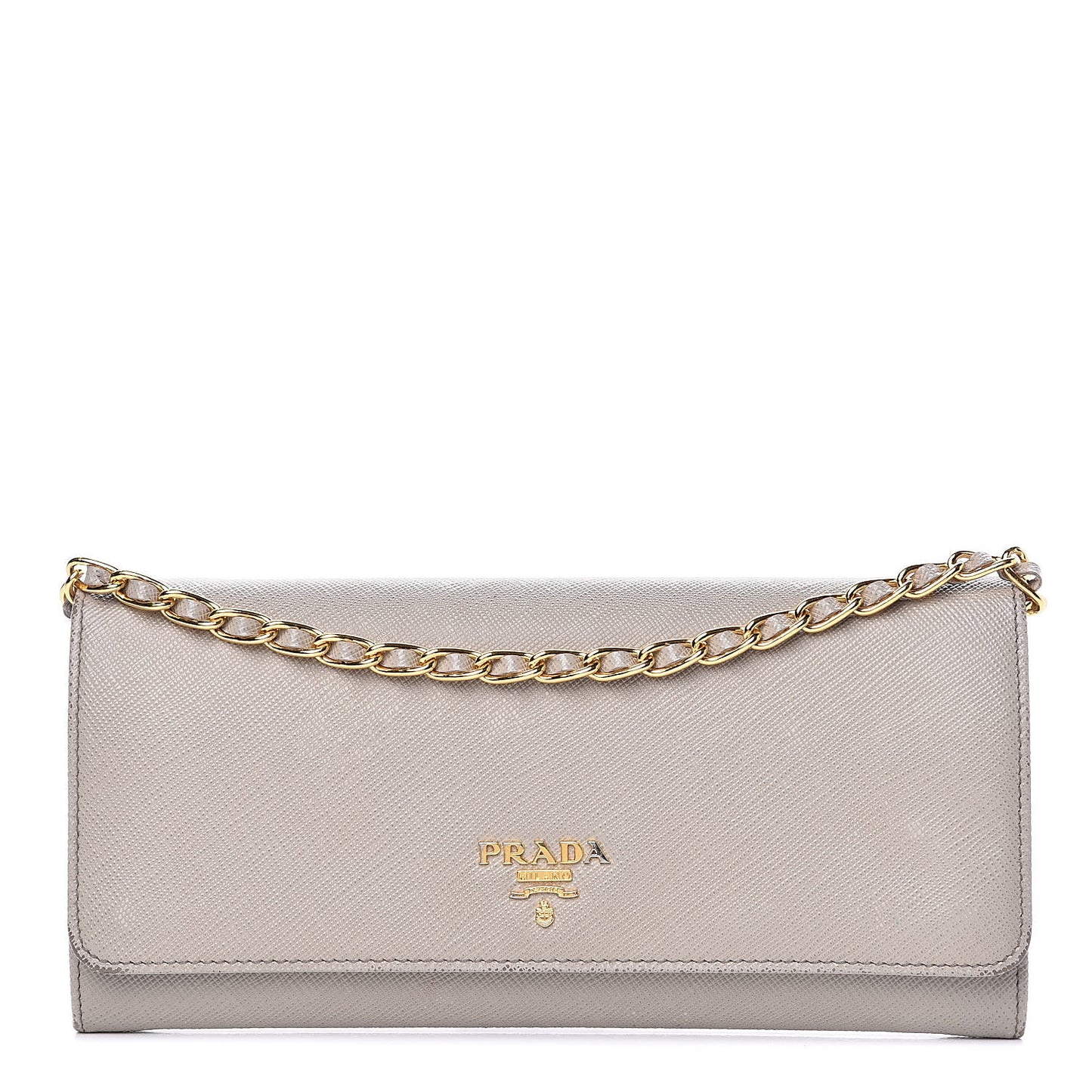 Saffiano Metal Oro Chain Wallet Argilla