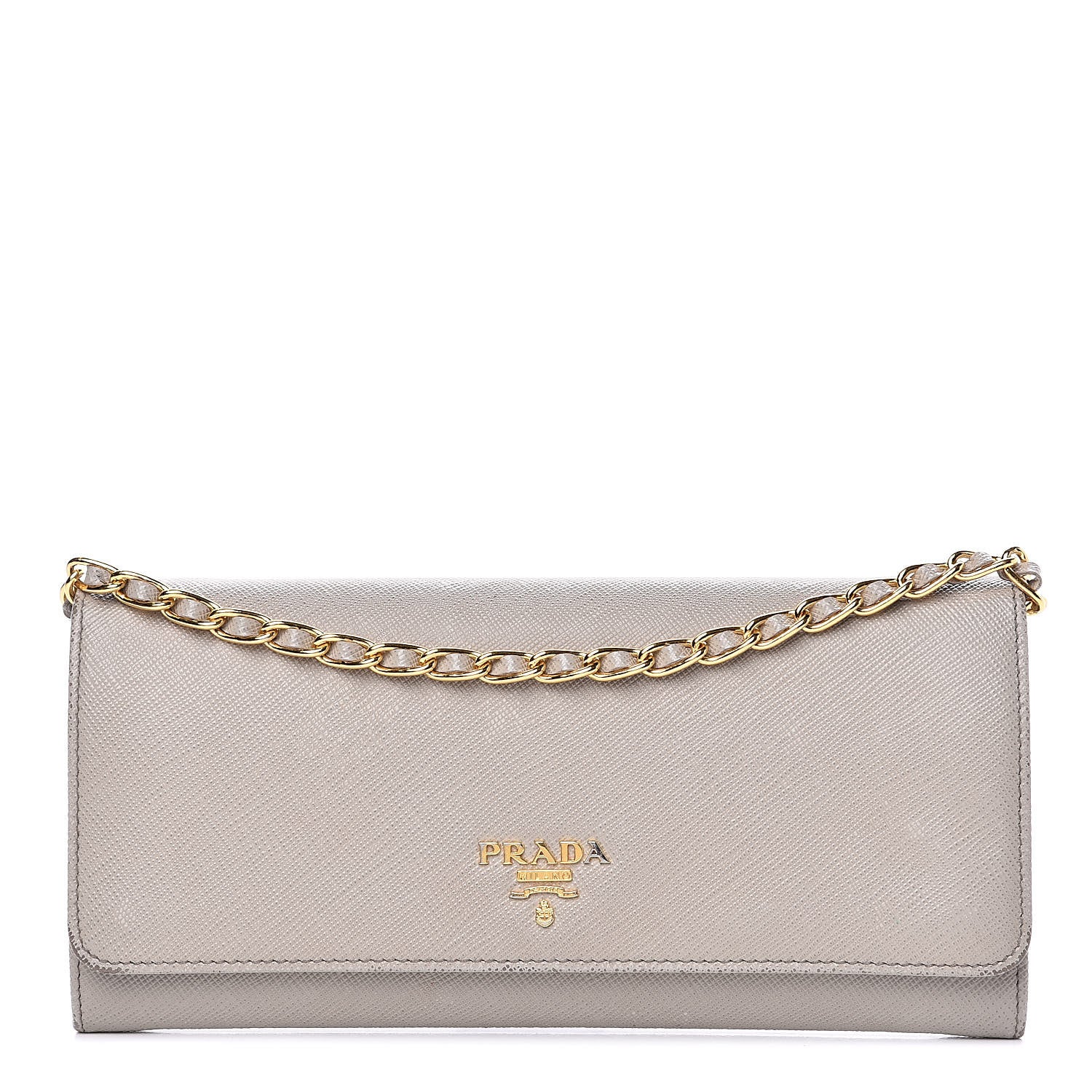 Prada Saffiano Metal Oro Chain Wallet Argilla 1 of 13
