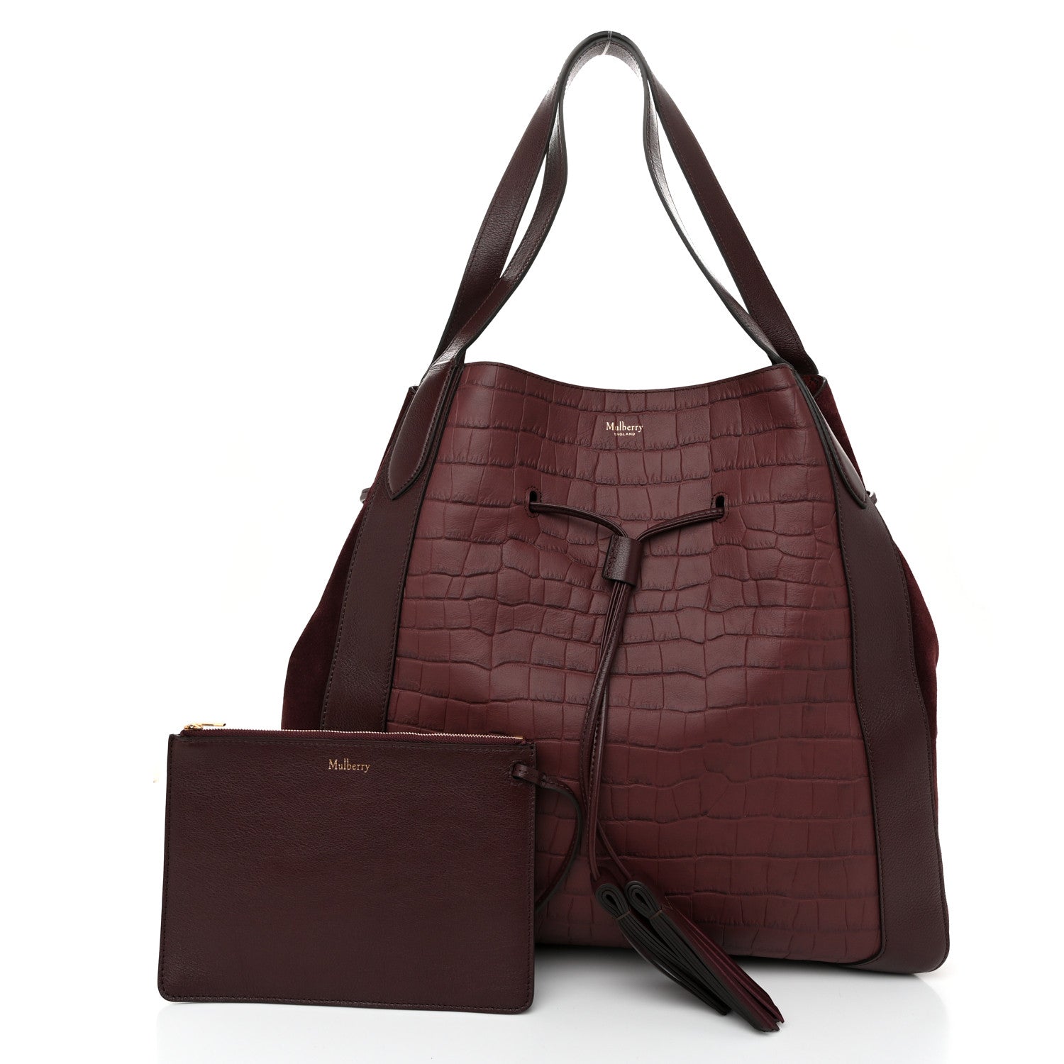 Mulberry Crocodile Embossed Matte Calfskin Millie Tote Burgundy 3 of 10