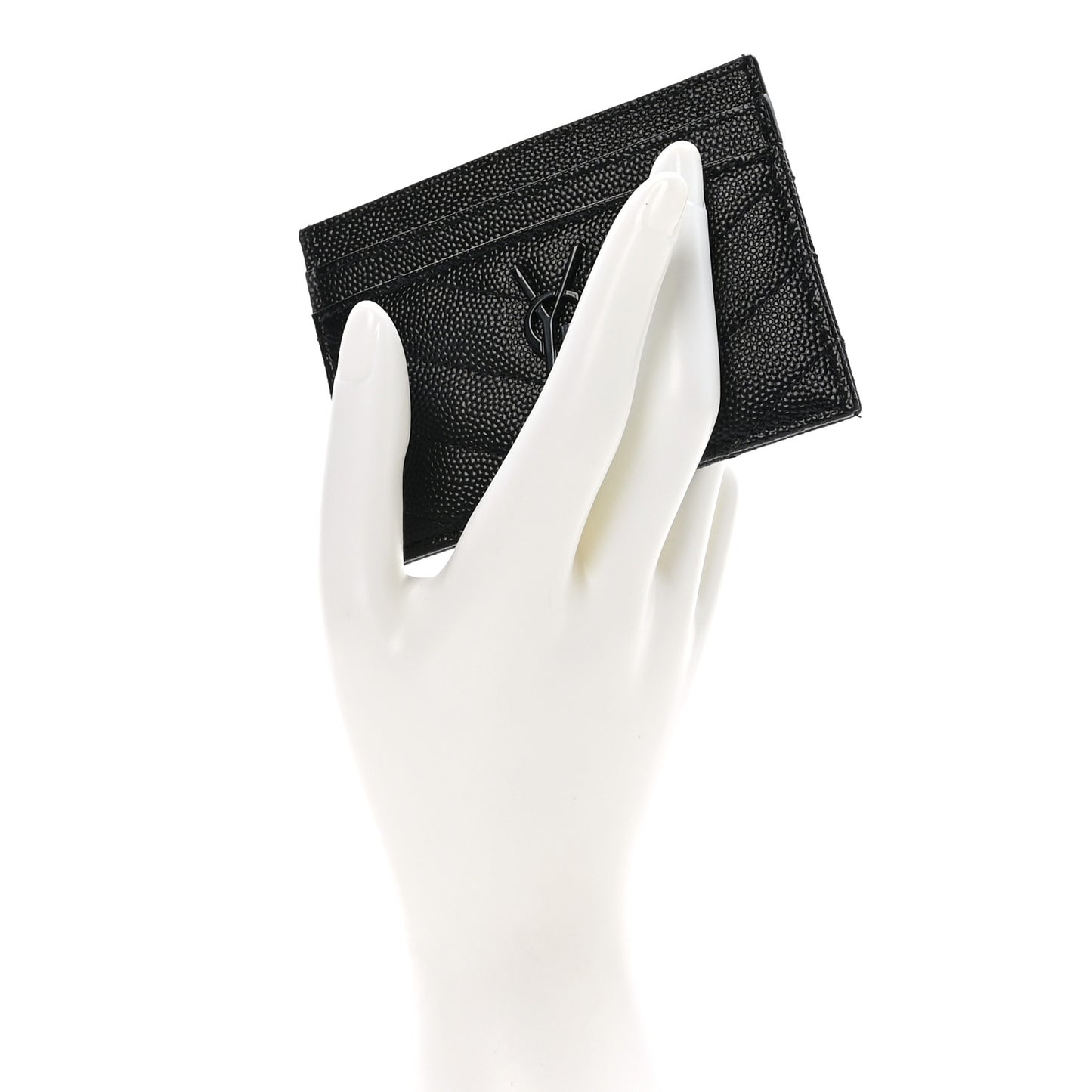 Grain De Poudre Matelasse Chevron Monochrome Monogram Credit Card Case Black