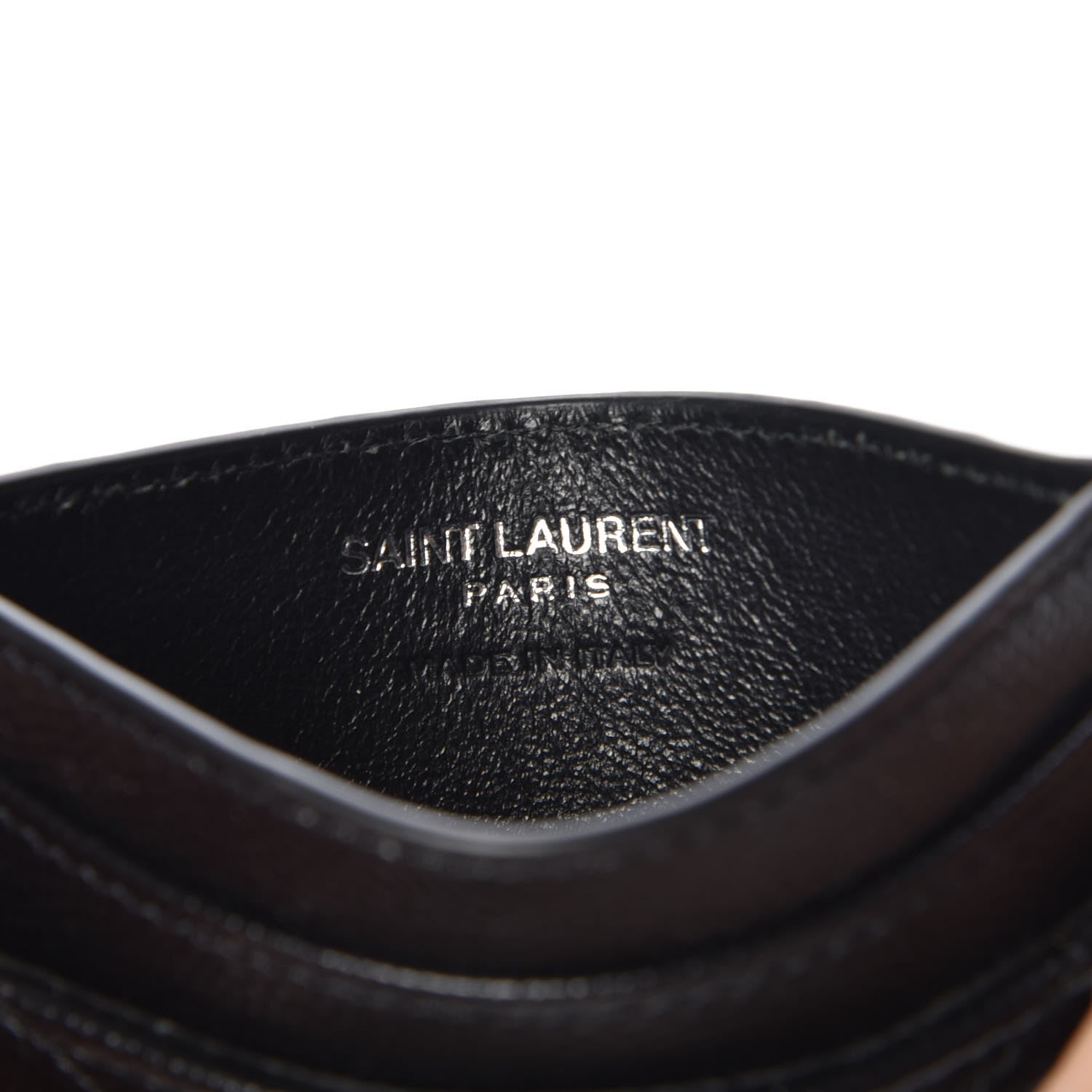 Saint Laurent Grain De Poudre Matelasse Chevron Monogram Credit Card Case Black 5 of 7