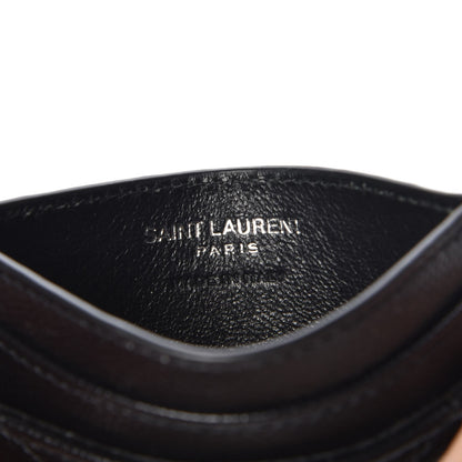 Saint Laurent Grain De Poudre Matelasse Chevron Monogram Credit Card Case Black 5 of 7