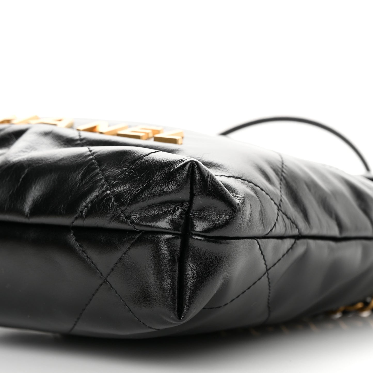 Shiny Calfskin Quilted Mini Chanel 22 Black