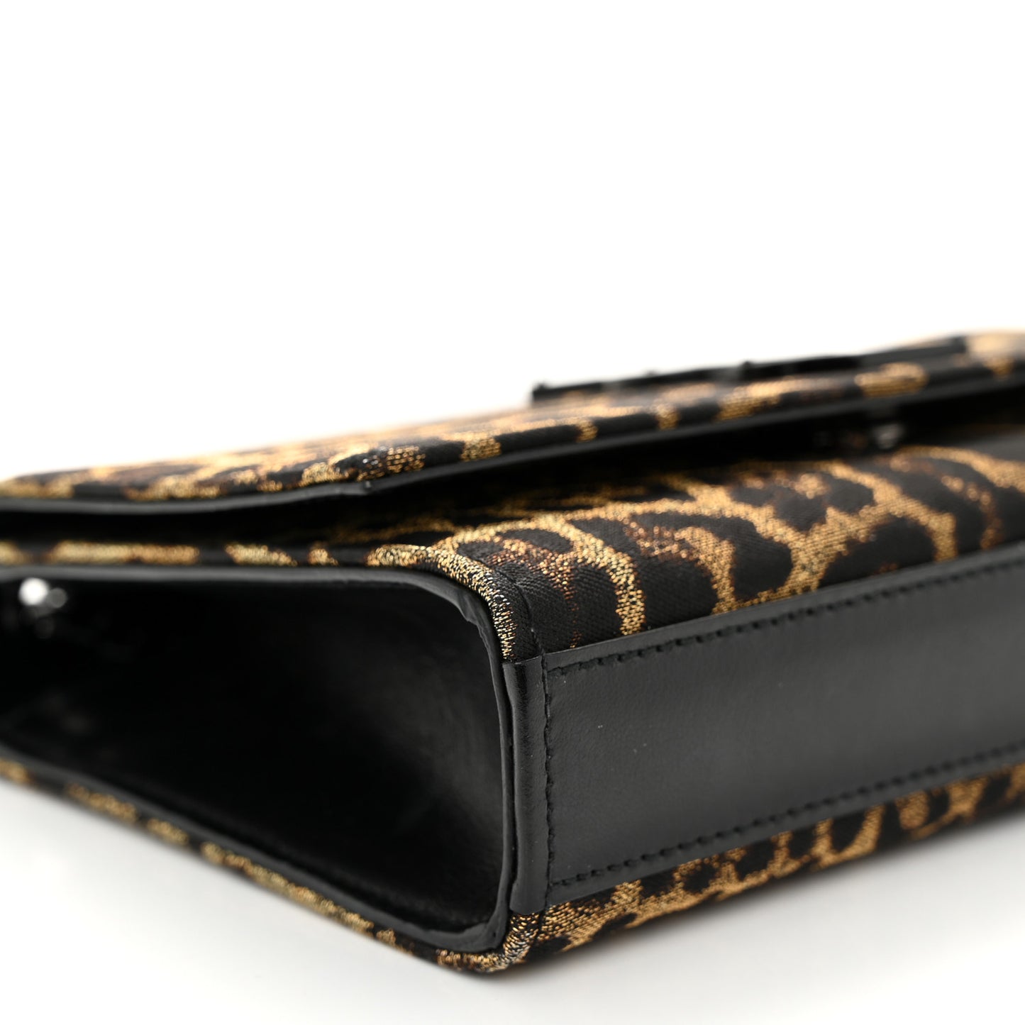 Jacquard Leopard Small Monogram Kate Satchel Oro Natural