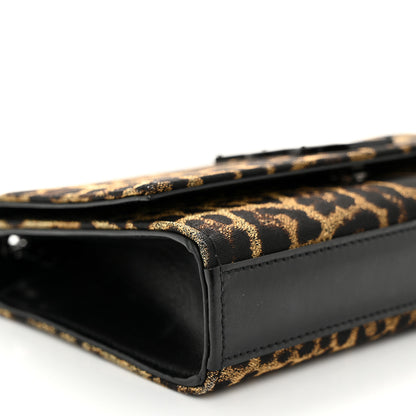 Saint Laurent Jacquard Leopard Small Monogram Kate Satchel Oro Natural 10 of 11