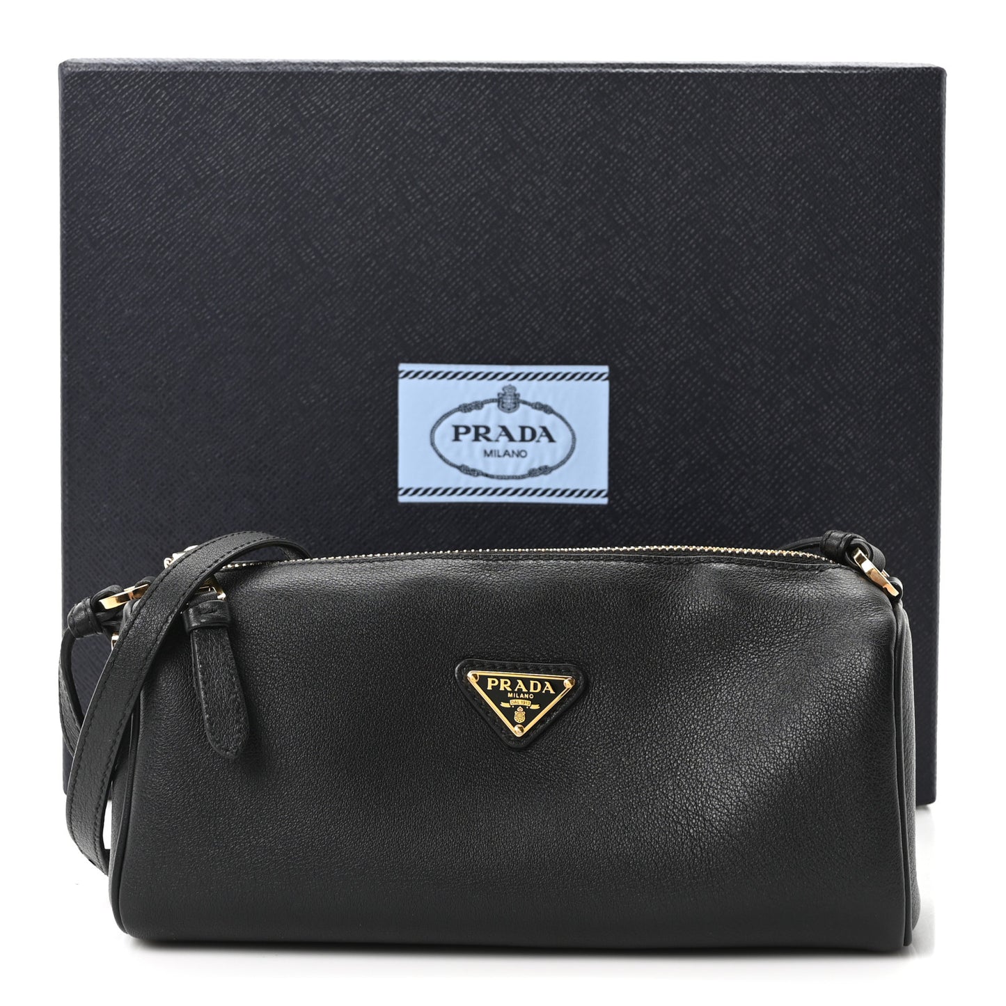 Calfskin Triangle Pouch Shoulder Bag Black