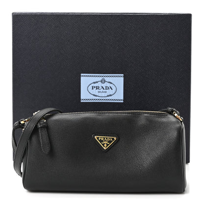 Prada Calfskin Triangle Pouch Shoulder Bag Black 10 of 10