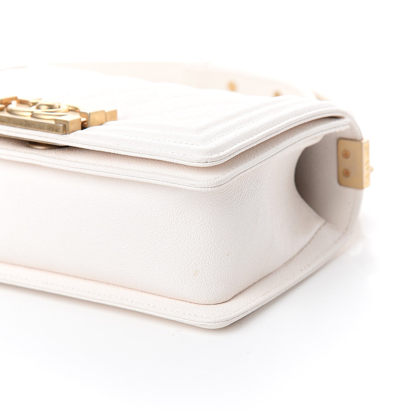 Caviar Quilted Small Boy Flap Ivory