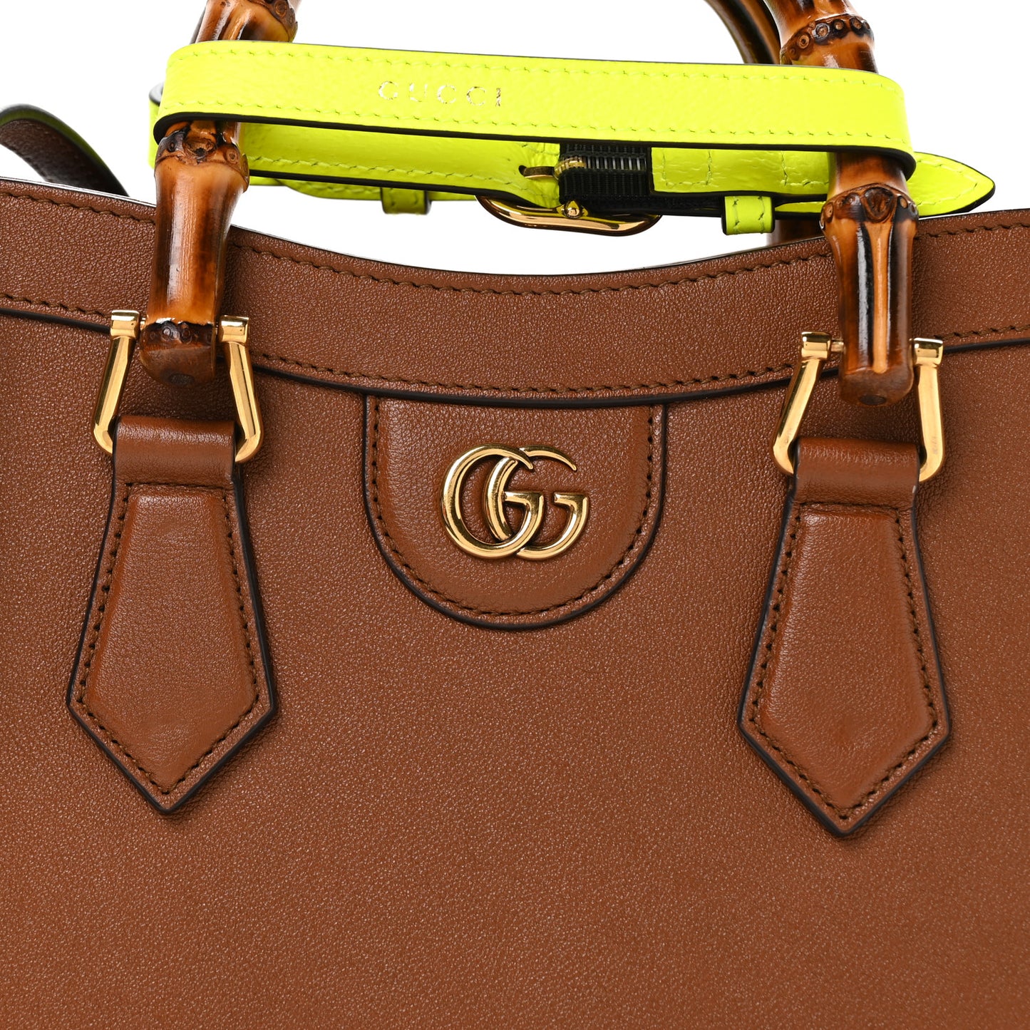 Wonka Grain Calfskin Small Diana Tote Bag Cuir Yellow Fluo