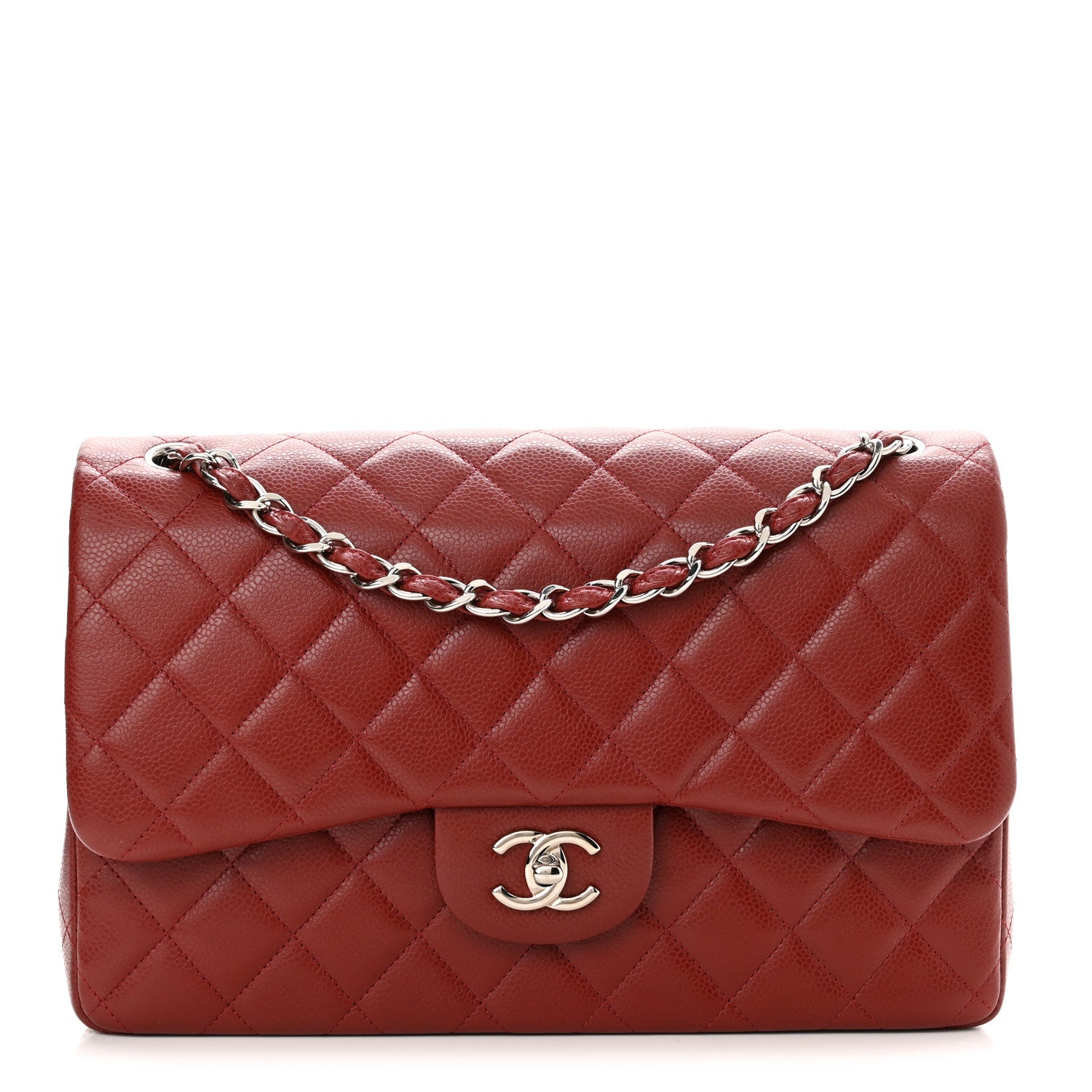 Chanel Caviar Quilted Jumbo Double Flap Dark Red 1 of 11