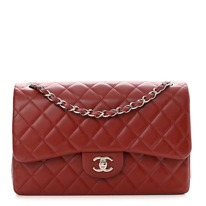 Chanel Caviar Quilted Jumbo Double Flap Dark Red 1 of 11