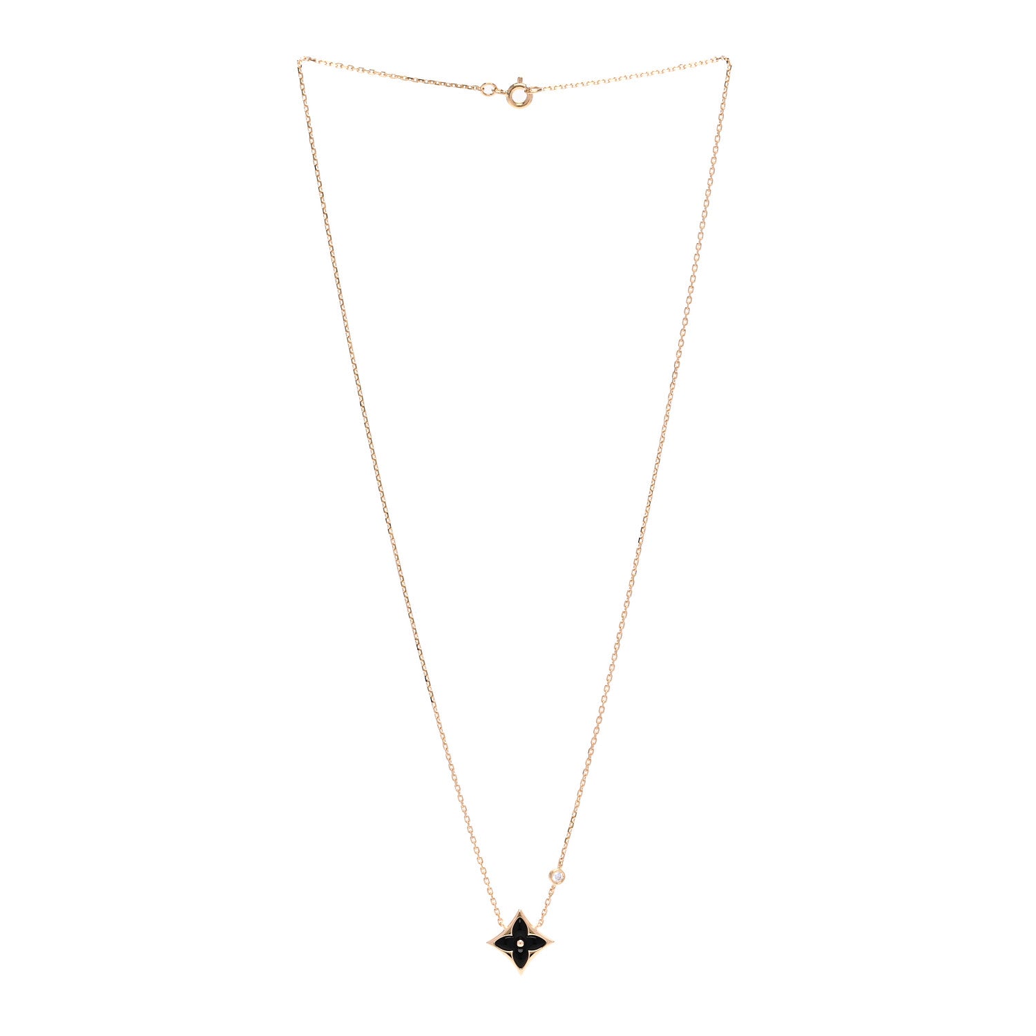 Louis Vuitton 18K Yellow Gold Diamond Black Onyx Color Blossom BB Star Pendant Necklace 3 of 6
