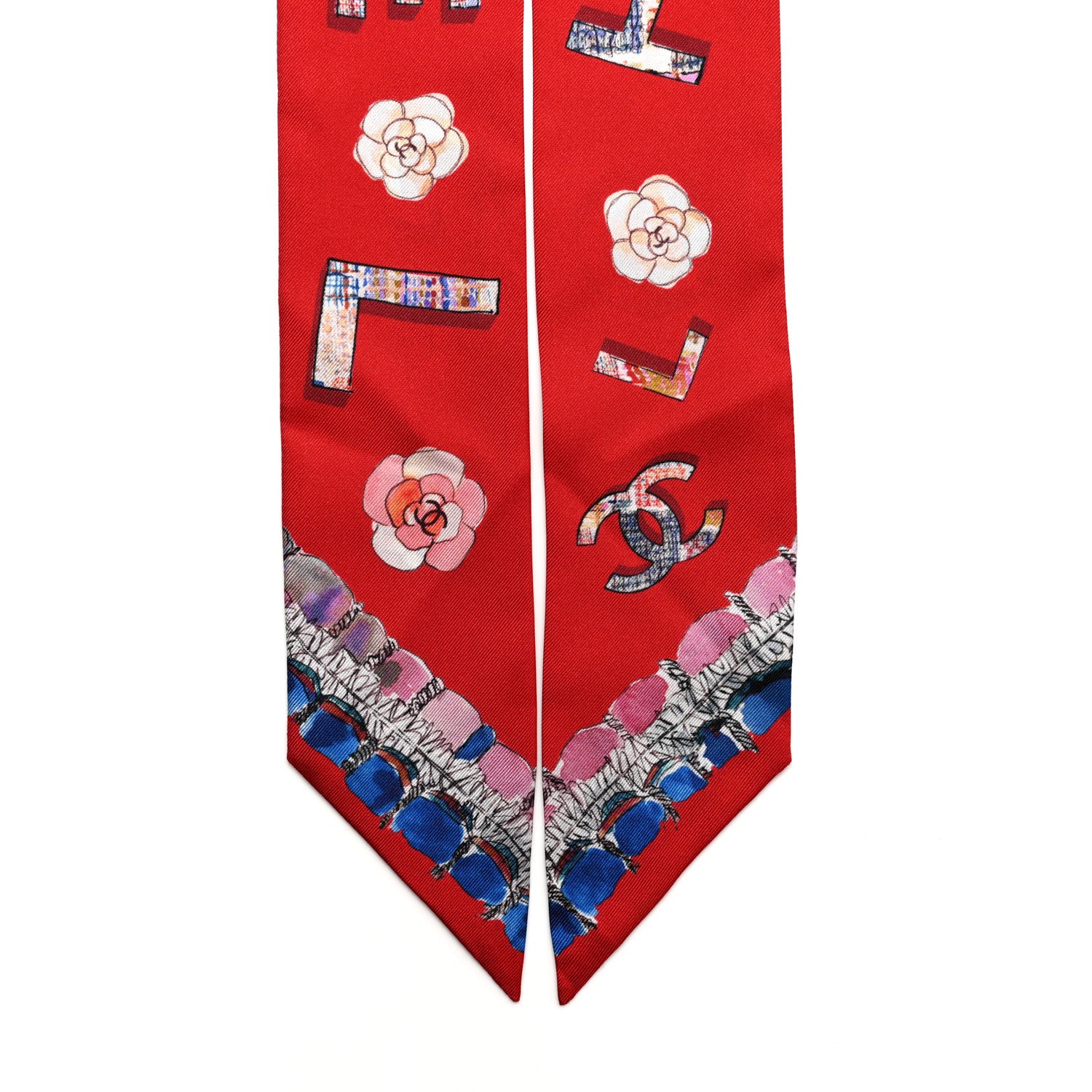 Chanel Silk Slim Bandeau Scarf Red 2 of 4