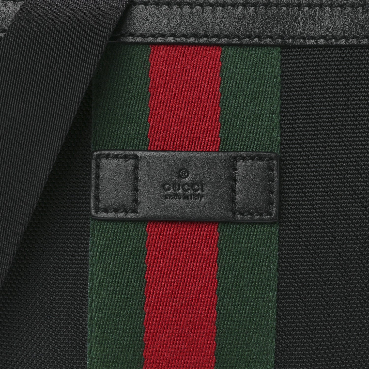 Gucci Techno Canvas Selleria Calfskin Web Small Flat Messenger Bag Black 7 of 11