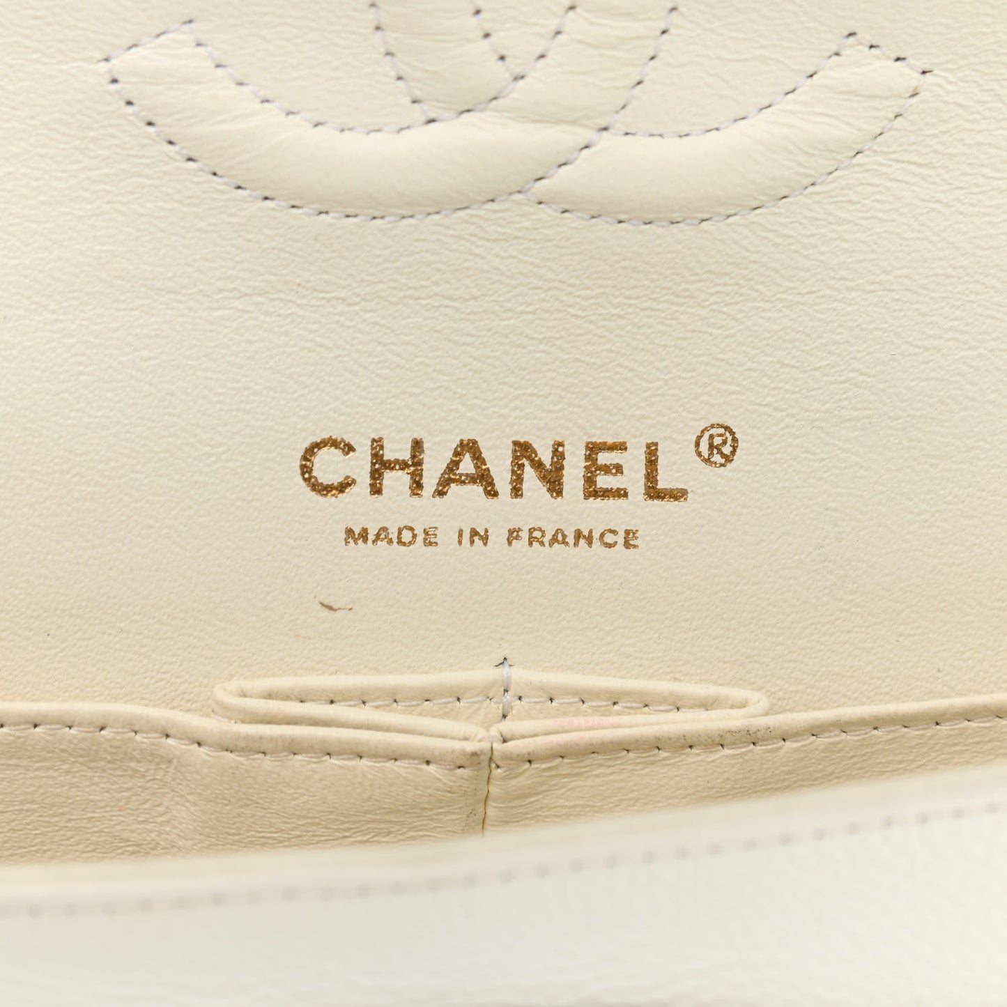 Caviar Quilted Medium Double Flap White