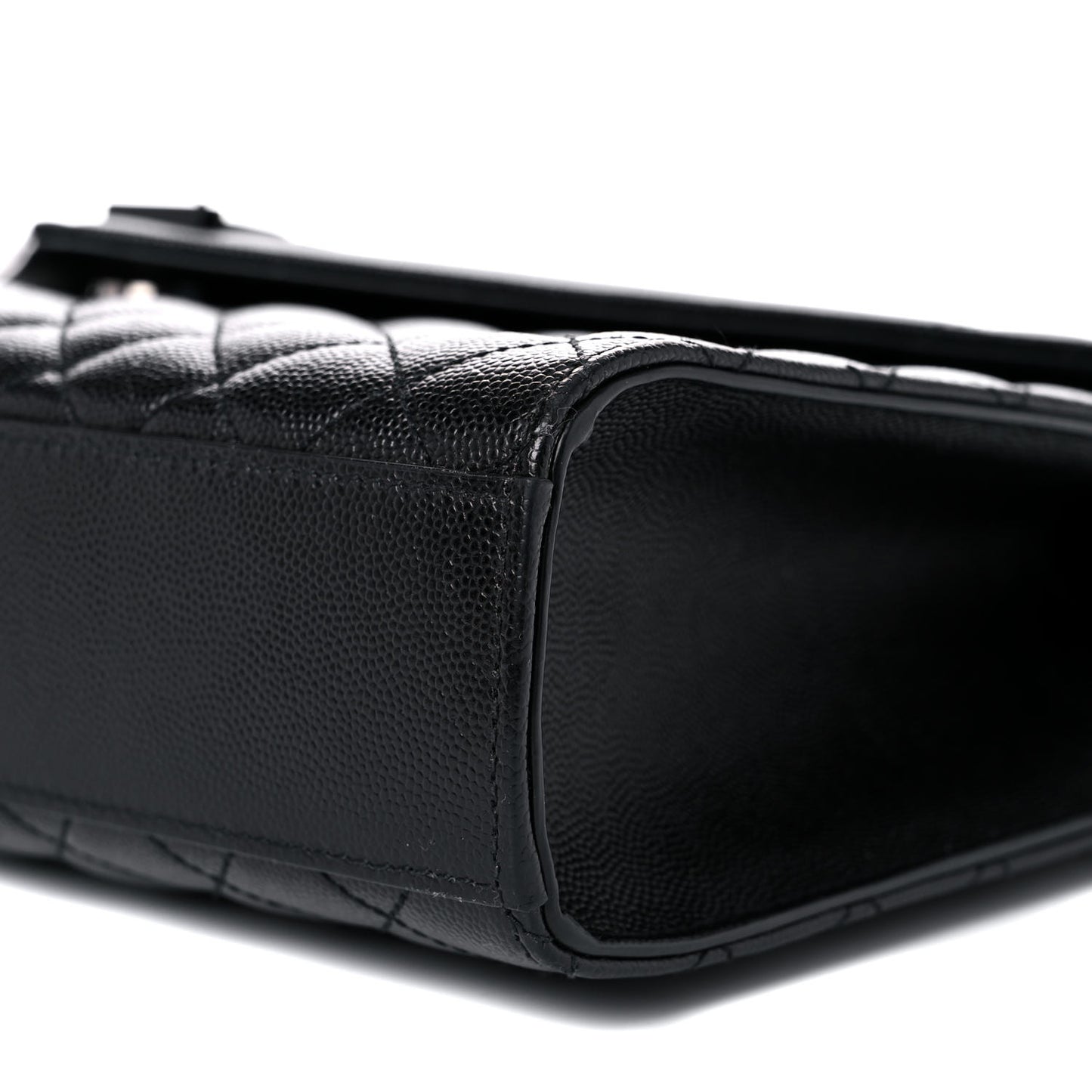 Grain De Poudre Textured Mixed Matelasse Large Triquilt Monogram Monochrome Satchel Black
