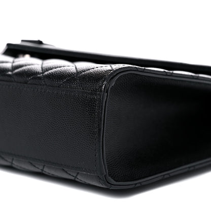 Saint Laurent Grain De Poudre Textured Mixed Matelasse Large Triquilt Monogram Monochrome Satchel Black 8 of 9