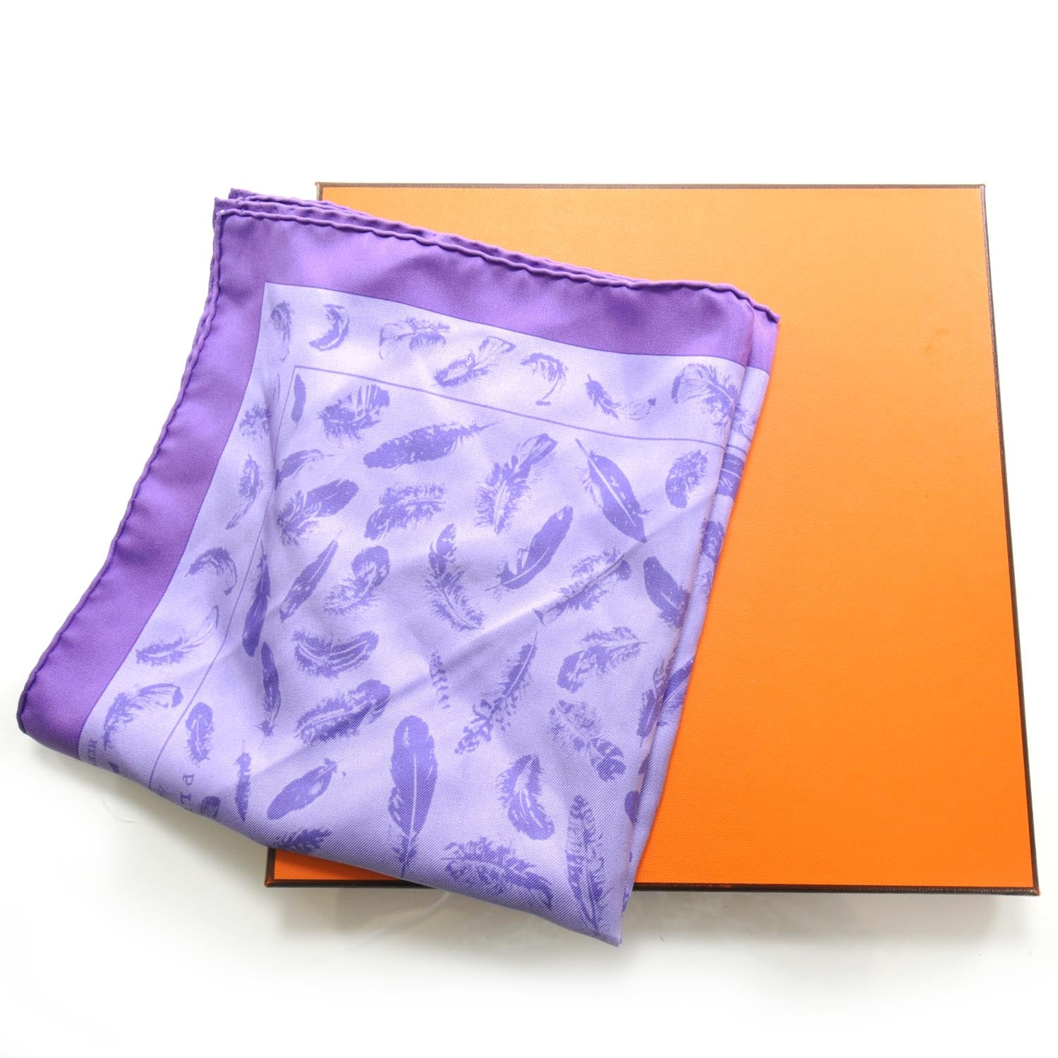 Hermes Silk Plumes Pocket Square Scarf Purple 2 of 7