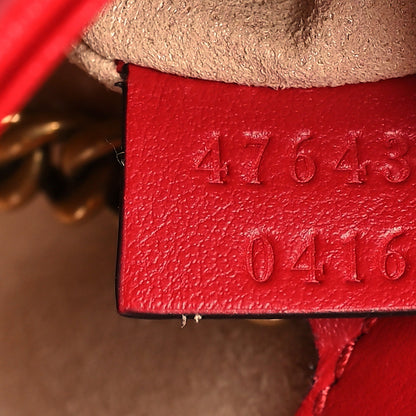 Gucci Calfskin Matelasse Super Mini GG Marmont Shoulder Bag Hibiscus Red 7 of 9