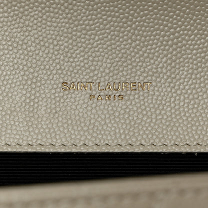 Saint Laurent Grain De Poudre Textured Mixed Matelasse Triquilt Medium Monogram Satchel Crema Soft 6 of 11