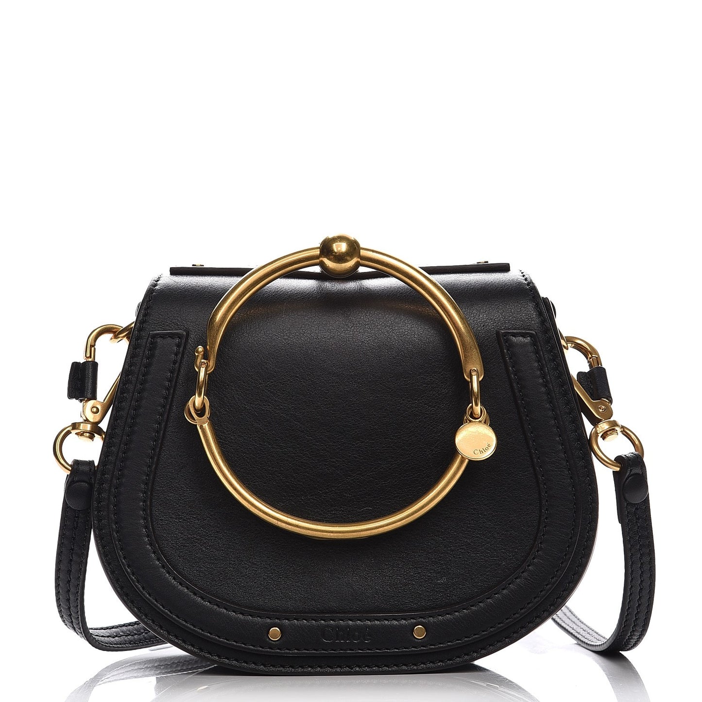 Calfskin Suede Small Nile Bracelet Bag Black