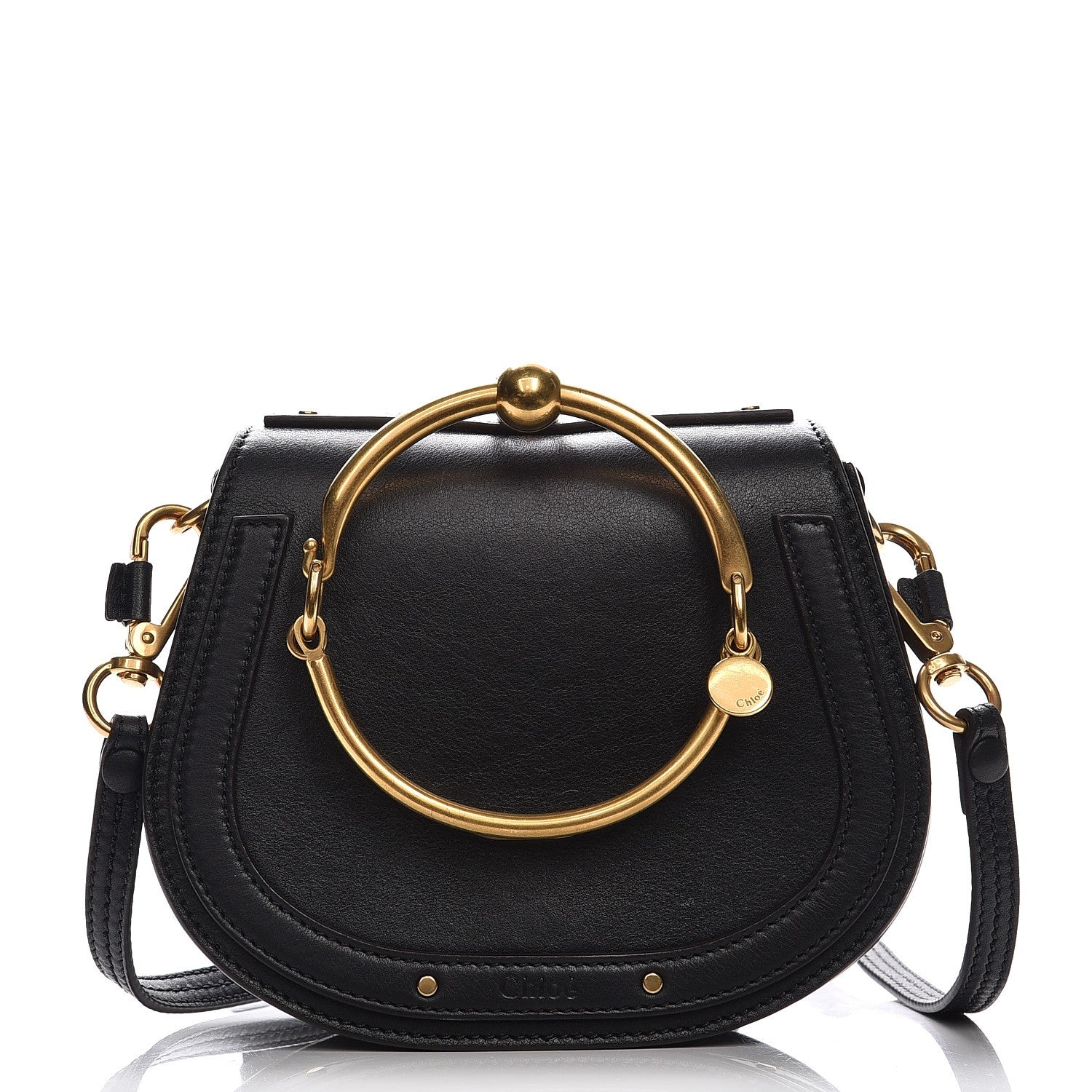 Chloe Calfskin Suede Small Nile Bracelet Bag Black 1 of 10