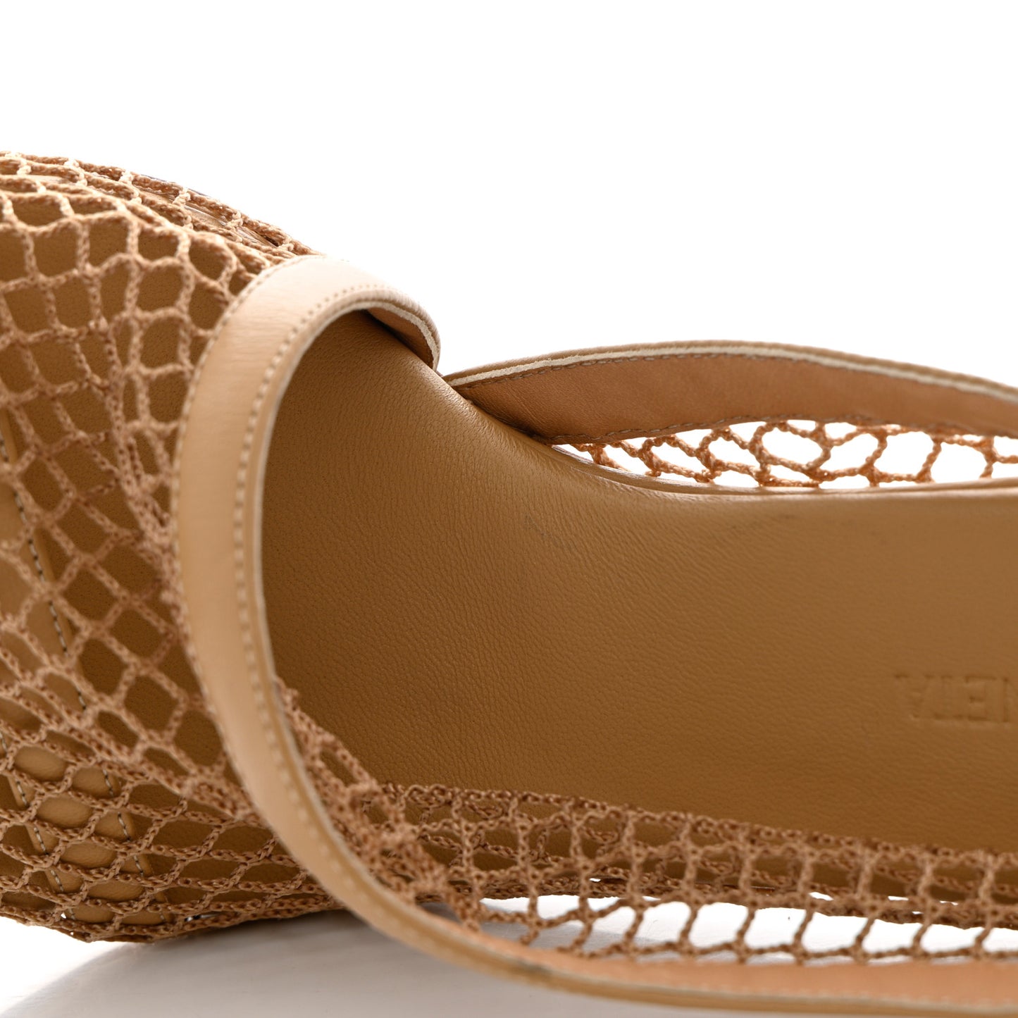 Mesh Nappa Chunky Chain Sandals 37 Beige Pony