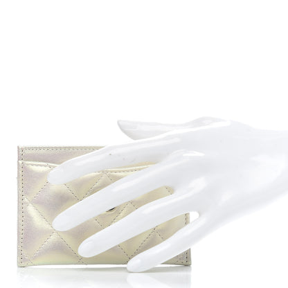 Chanel Iridescent Lambskin Quilted Card Holder Ivory 2 of 8