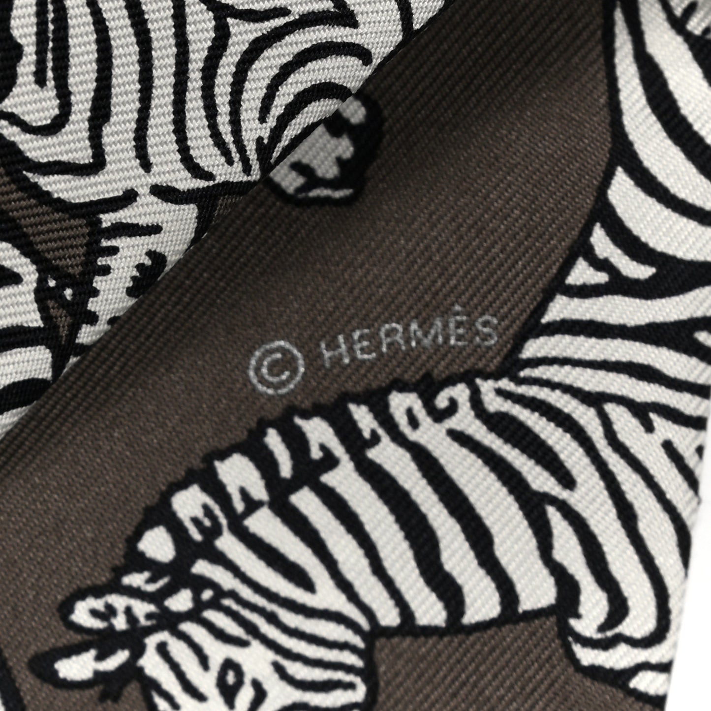 Silk Les Zebres Twilly Gris Taupe Black White