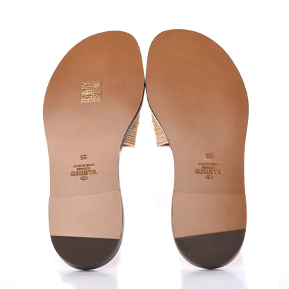Valentino Garavani Raffia Vlogo Flat Slide Sandals 35 Natural 5 of 8