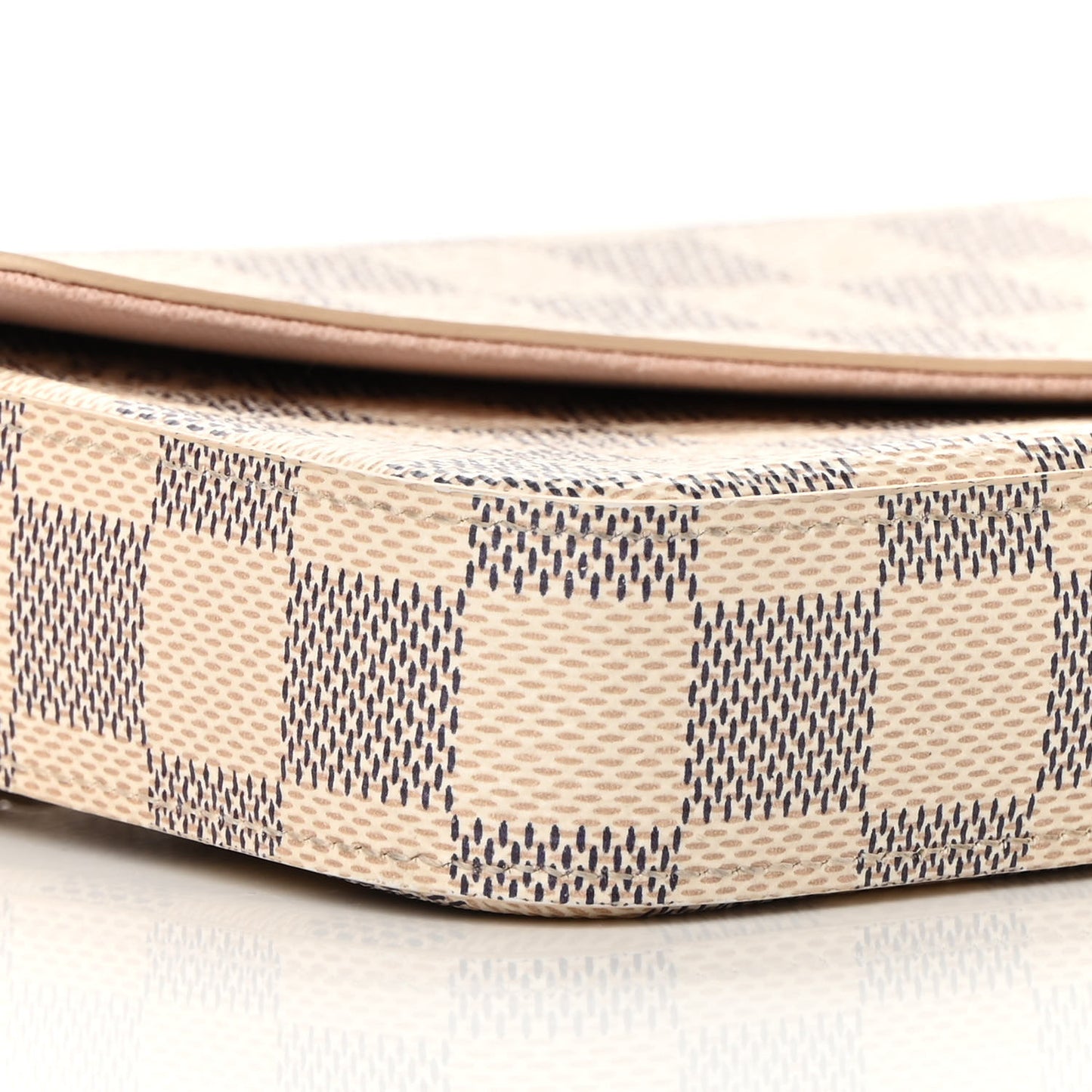 Damier Azur Pochette Felicie Chain Wallet Rose Ballerine