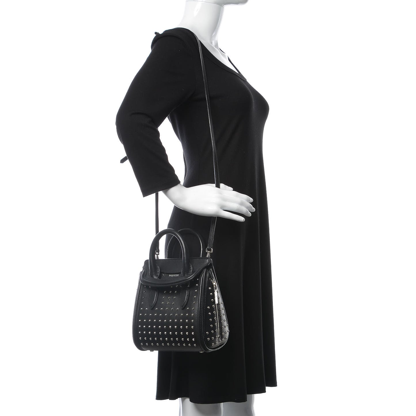 Calfskin Studded Mini Heroine Shoulder Bag Black