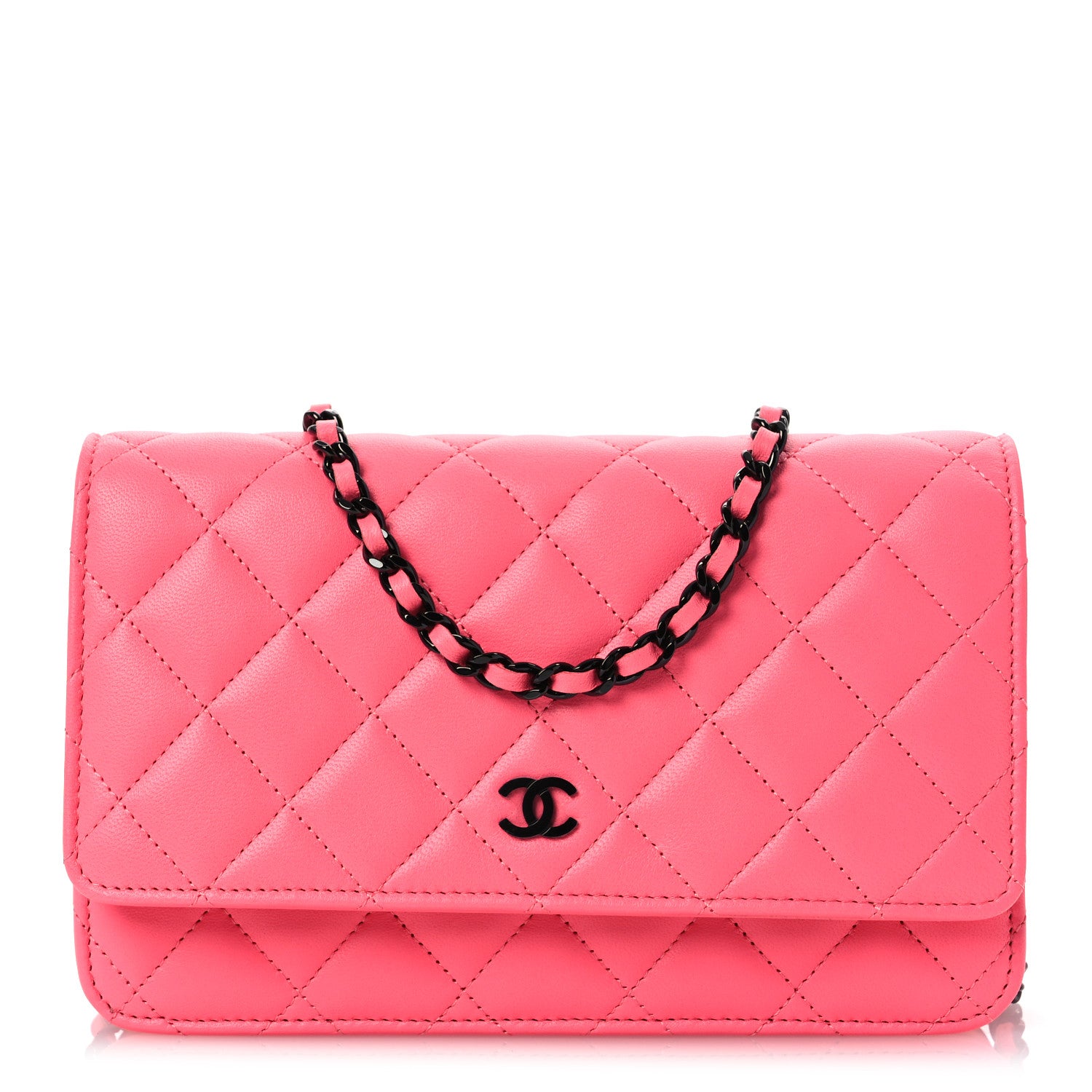 Chanel Lambskin Quilted Wallet On Chain WOC Coral Pink 1 of 19