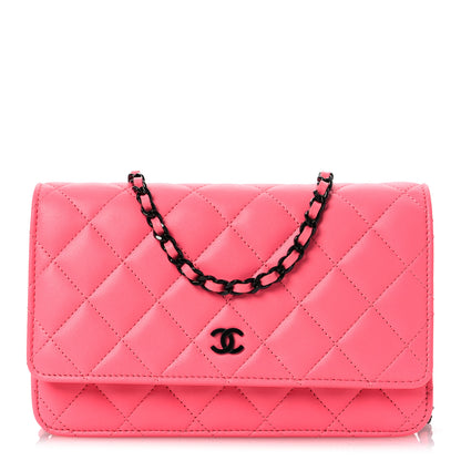 Chanel Lambskin Quilted Wallet On Chain WOC Coral Pink 1 of 19