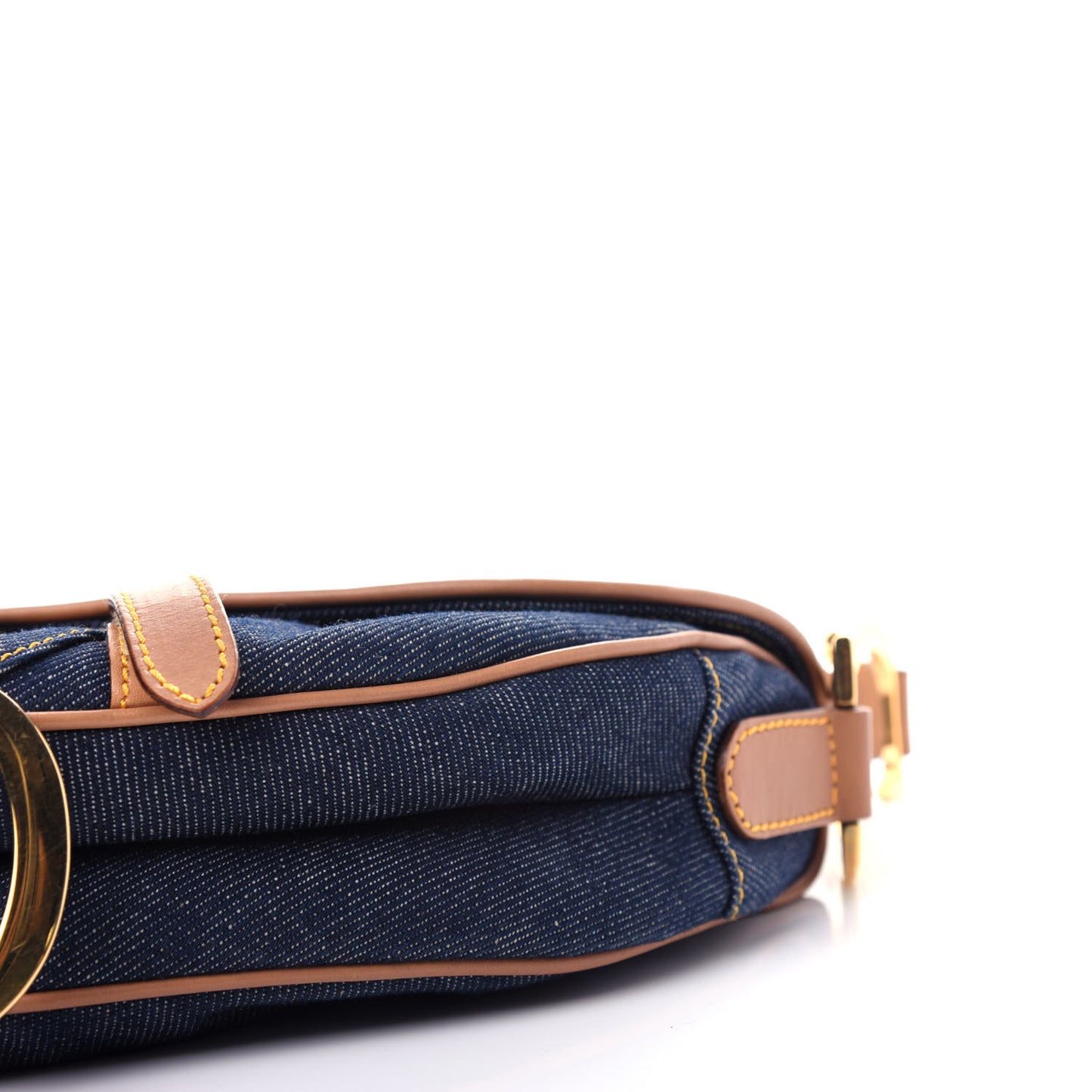 Denim Calfskin Saddle Bag Blue