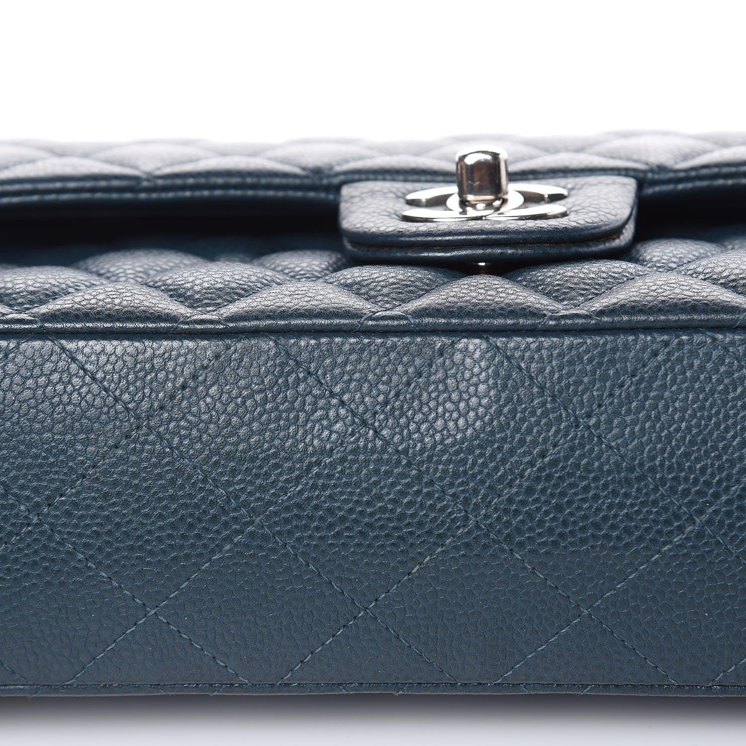 Chanel Caviar Quilted Medium Double Flap Dark Turquoise 10 of 13
